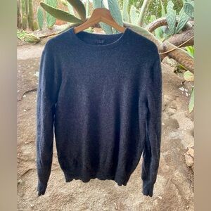 🩶 GUC J. Crew 100% Cashmere Dark Charcoal Gray Speckled Crewneck Sweater Blouse